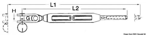 Spannenschloss m. Gabelgelenk 1/4" f. Seil 3 mm