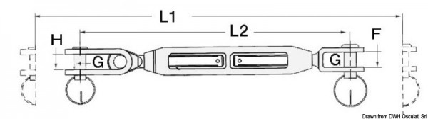 Spannenschloss m. Gabelterminal 1/2" f. Seil 7 mm